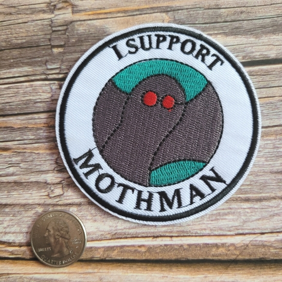 I Support Mothman Cryptid Monster Urban Legend Embroidered Iron on Patch. - Picture 2 of 2